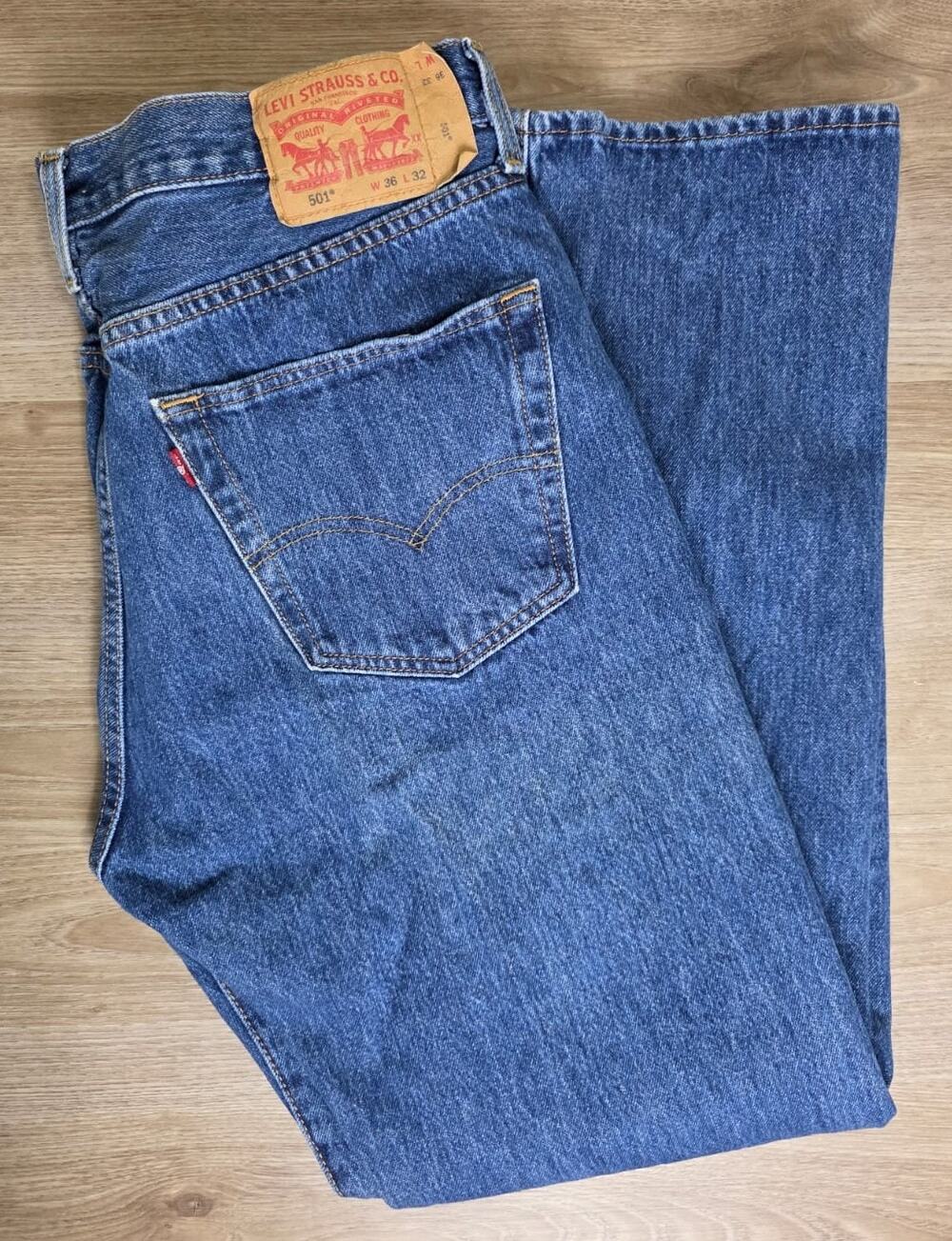 Levi's 501 Original Button Fly Jeans Men's 36x32 Blue Straight Denim